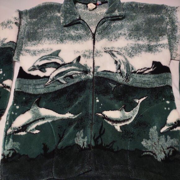 Vintage George Vine Dolphin Jacket Men's XL Sherpa Fleece Full Zip Made in USA - Picture 5 of 16